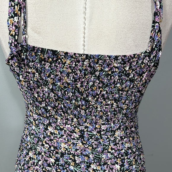 ASTR The Label Black Purple Floral Ruched Mini Dress Size M - Picture 7 of 16